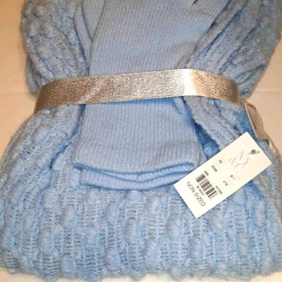 ☆NWT☆Gorgeous New York & Co. So Soft Acrylic Blue Ladies gloves & Scarf Set - Picture 2 of 8